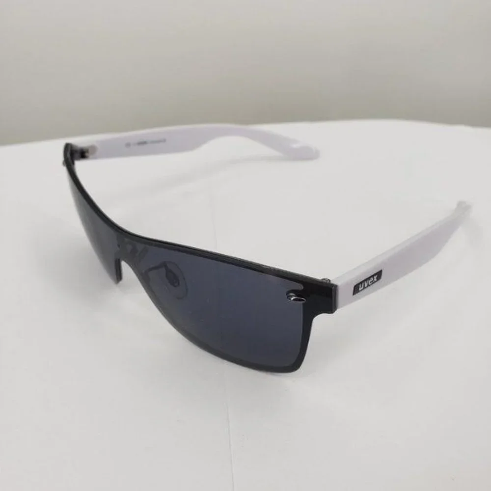 UVEX Sport Polarized Sunglasses Oversize 22 White Frame Smoke Lens NWT